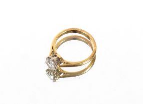 An 18ct gold and solitaire diamond ring, approx. 0.65carats, ring size K, 3gms total weight