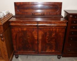 A Victorian mahogany chiffonier, having raised back above two frieze drawers, cupboards below