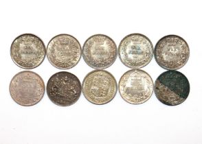 Ten Victorian silver sixpences