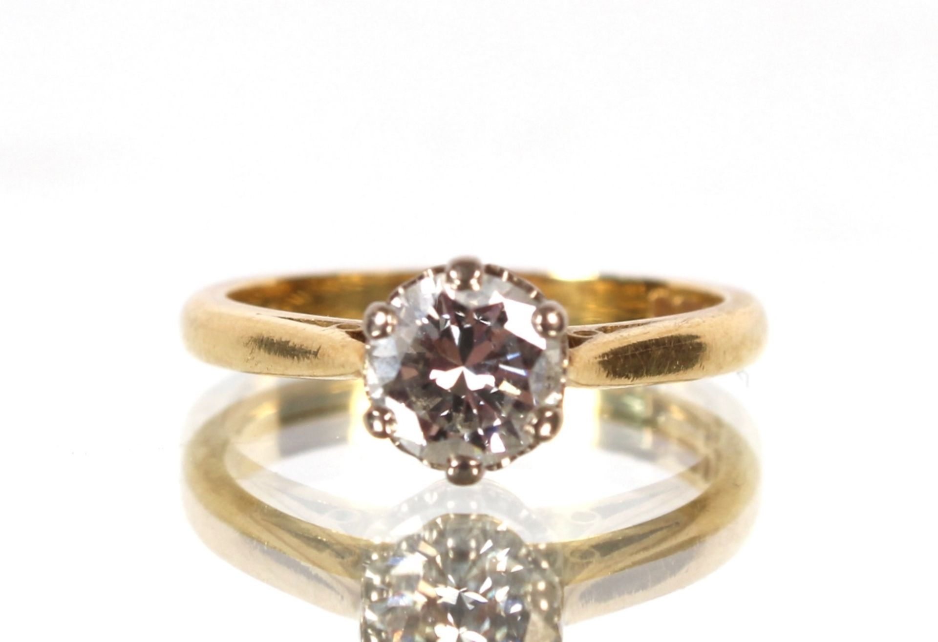 An 18ct gold and solitaire diamond ring, approx. 0.65carats, ring size K, 3gms total weight - Image 3 of 3