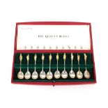 A cased set of ten silver "Queens Beasts" spoons to commemorate Silver Wedding 1847-1872, No.139