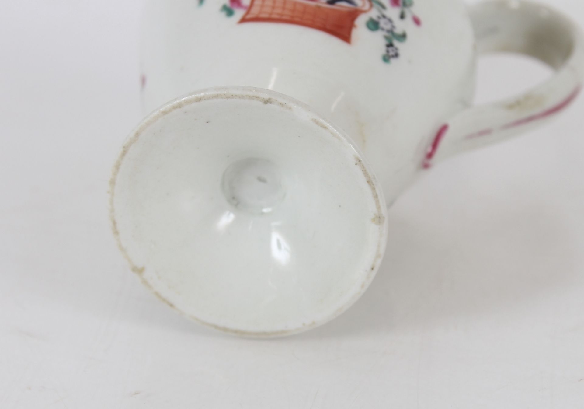 A Newhall porcelain cream jug, decorated basket of flowers with sprays, 11.5cm high - Image 3 of 4