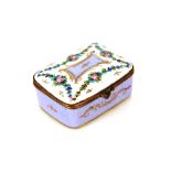 A small Limoges hinged box and cover, having floral spray decoration to the lid, no sides,