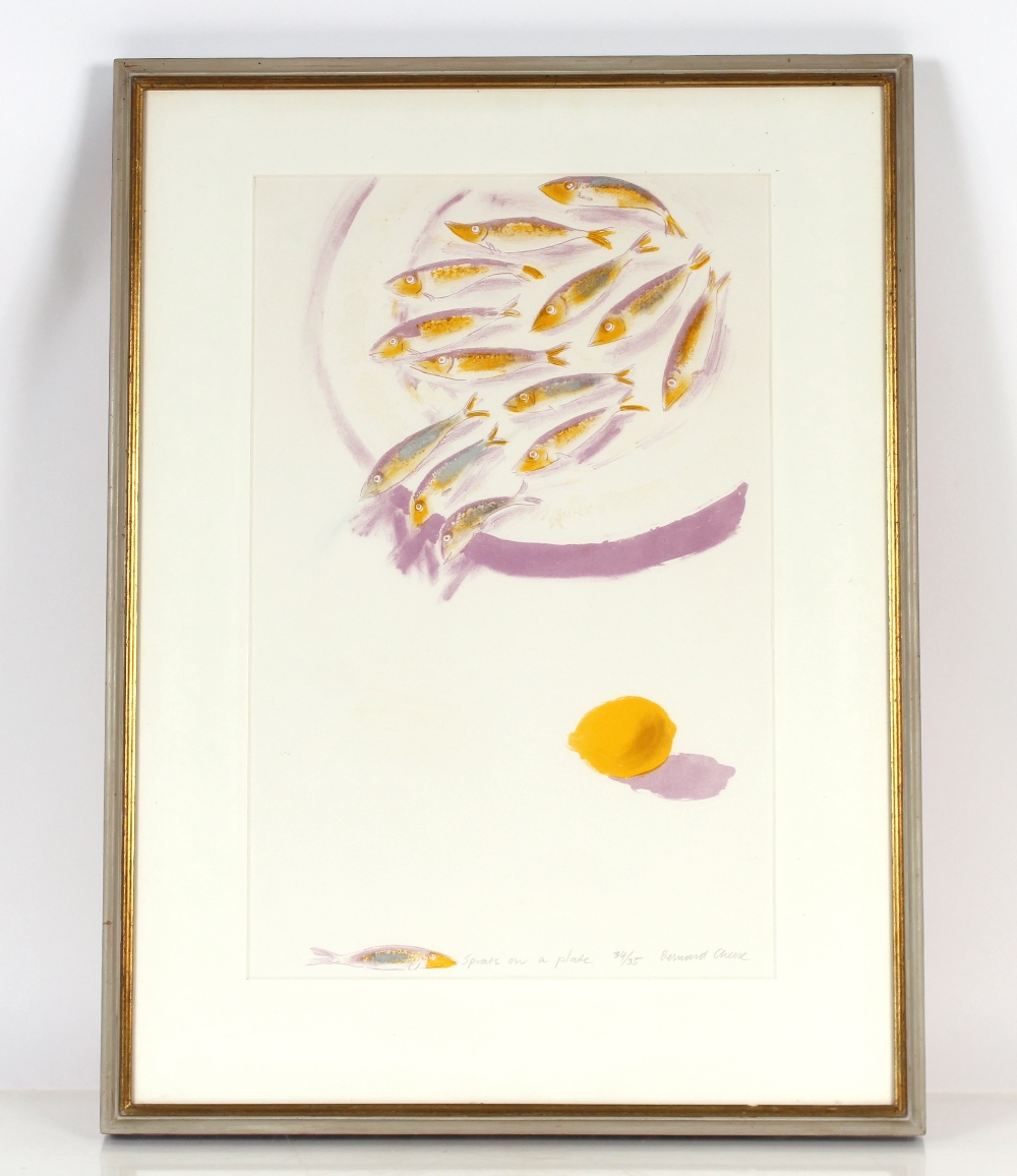 Bernard Cheese, "Sprats On A Plate", limited edition lithograph, 34/35, 53.5cm x 34.5cm - Image 2 of 2