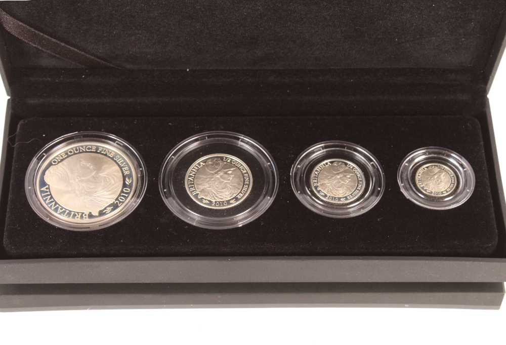 A 2010 silver proof Royal Mint Britannia set