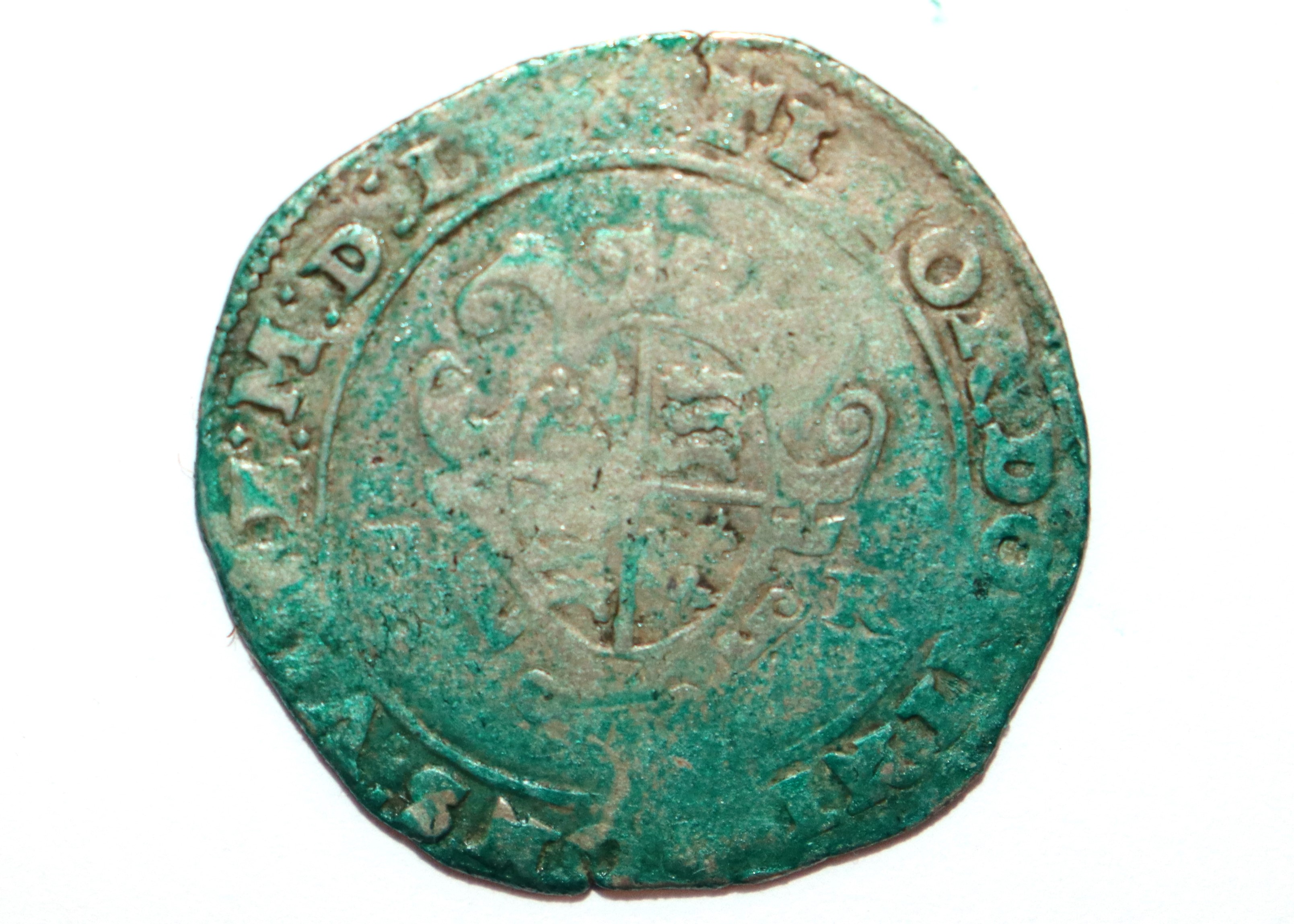 An Edward VI shilling, MM y Southwark Mint
