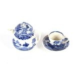 A Wedgwood blue and white willow pattern doll's part tea set