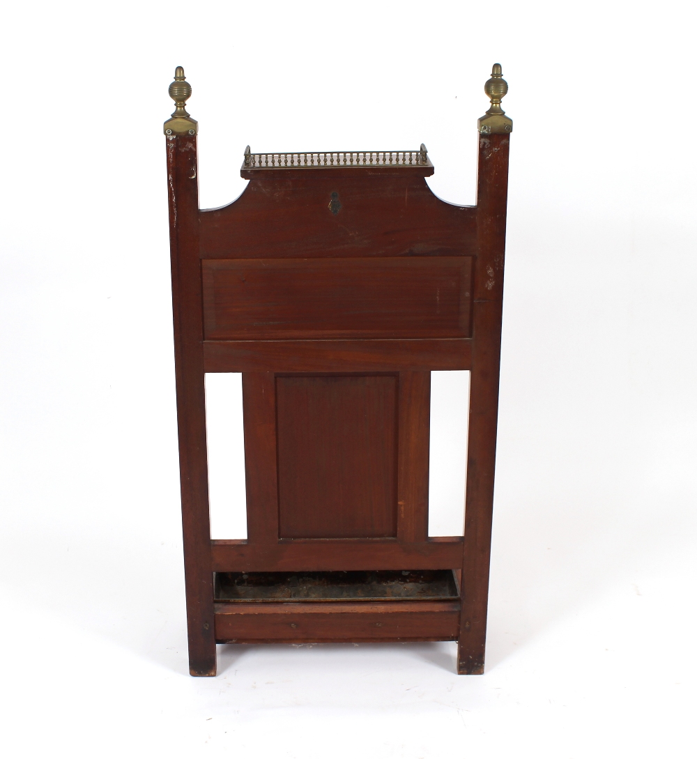 A Victorian walnut and brass mounted stick stand, 114cm high x 57cm wide - Image 2 of 2