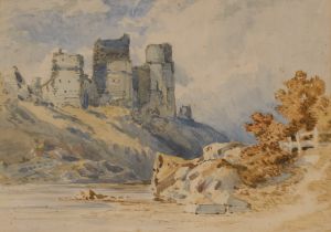 Late 18th Century school, manner of Frances Towne, landscape with ruin, watercolour 24cm x 33cm