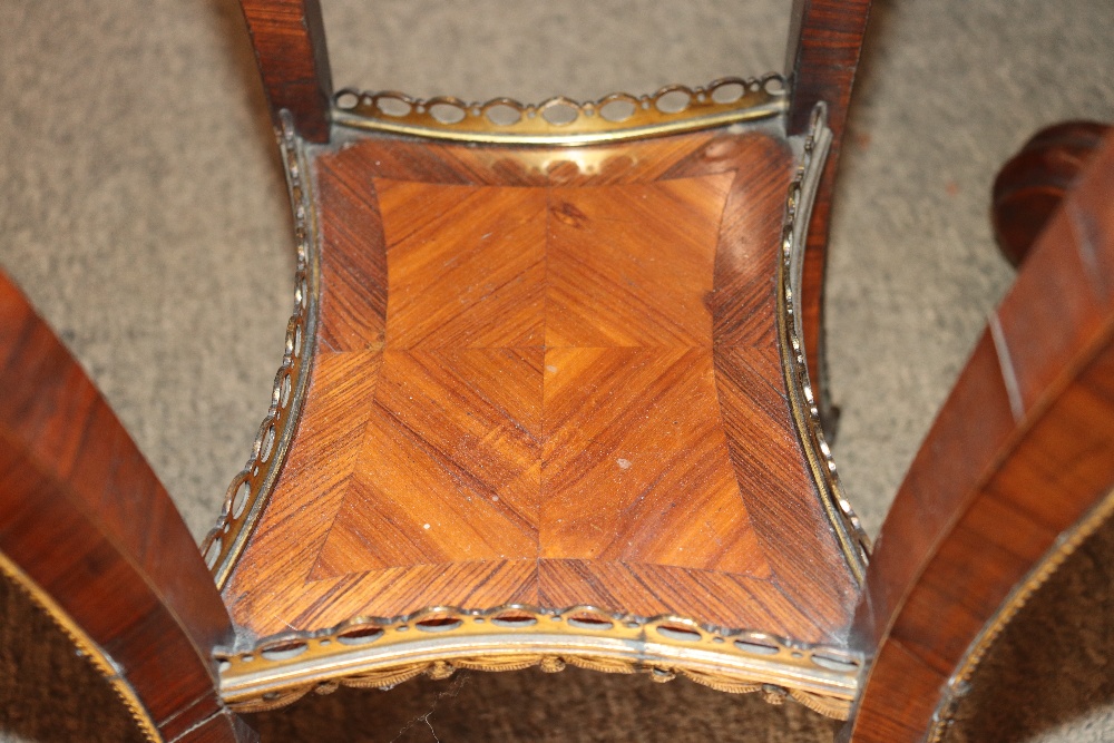 A pair of 19th Century French walnut and cross banded two tier side tables surmounted by pierced - Image 88 of 110