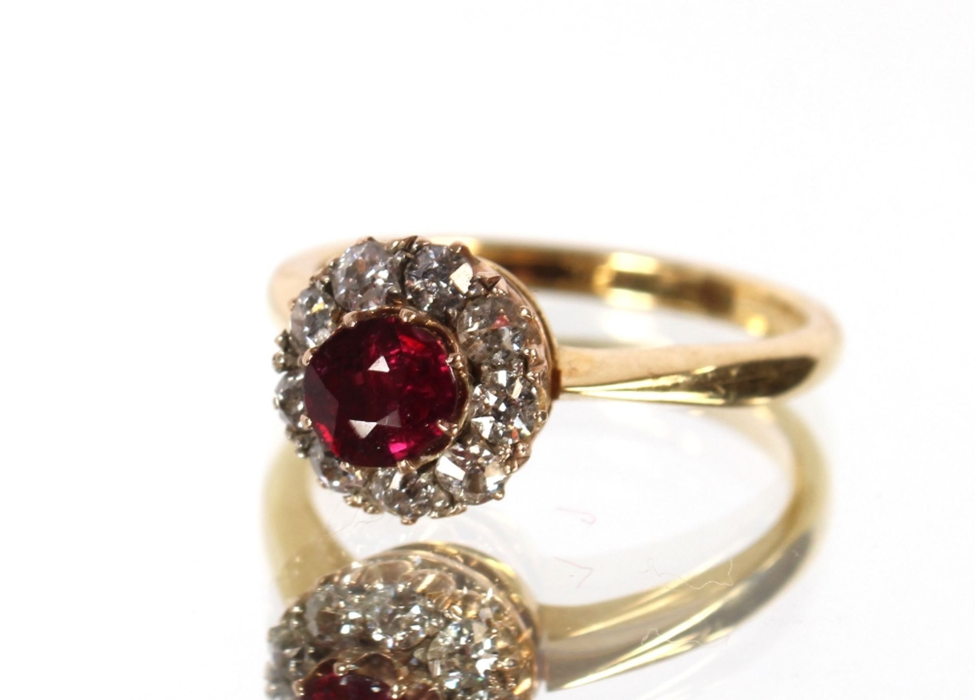 A yellow metal ruby and diamond set snap bangle, bar brooch and ring, having interchangeable and - Image 7 of 14