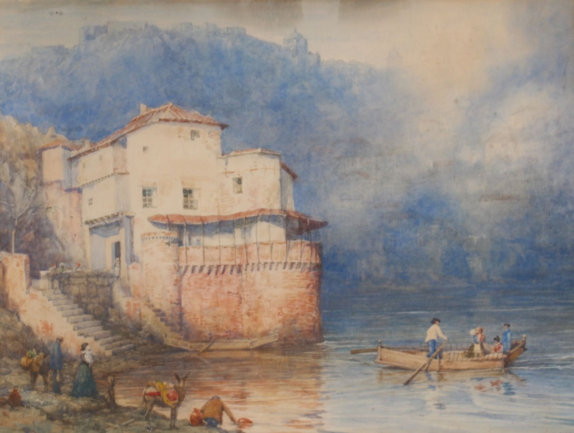 Henry MacBeth Raeburn 1860-1947, study of Toledo Ferry, signed watercolour, 36cm x 48cm - Image 2 of 4