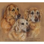 Marjorie Cox, canine study "Jenny of Aldecarr, Elphin, and Gold Crest", signed and dated 1967,