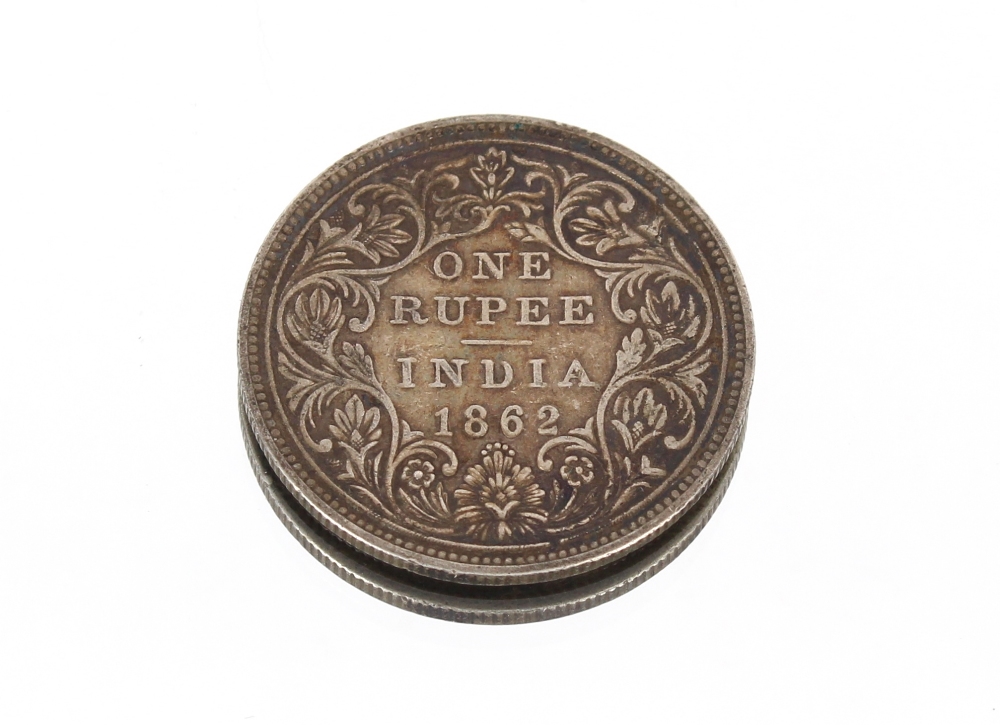 An 1862 silver 1 rupee