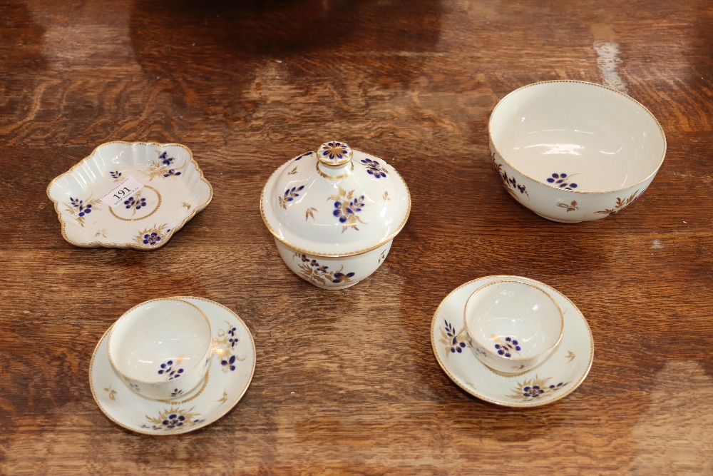 A 19th Century English porcelain part tea set having blue floral decoration heightened in gilt, - Image 3 of 33