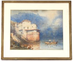 Henry MacBeth Raeburn 1860-1947, study of Toledo Ferry, signed watercolour, 36cm x 48cm