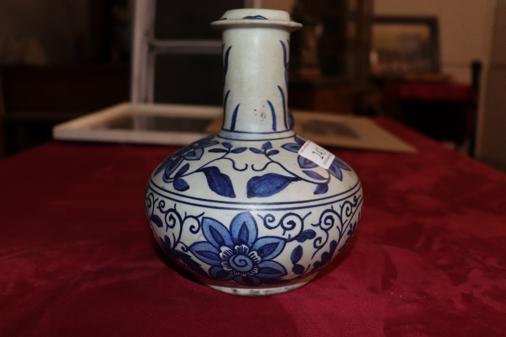 A Chinese Ming style Kendi of traditional form, blue glazed floral and bird decoration, 18cm high - Image 18 of 22