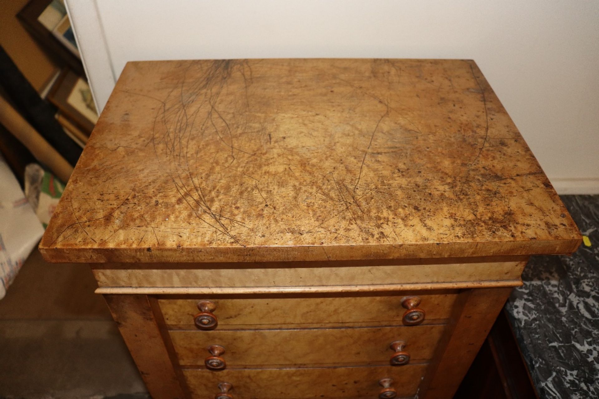 A Victorian walnut Wellington chest fitted seven drawers within locking pillar, raised on platform - Image 2 of 2