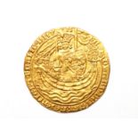 An Edward III noble, MM cross 3 (weight approx. 7.7gms) AF Condition report  The marks below the