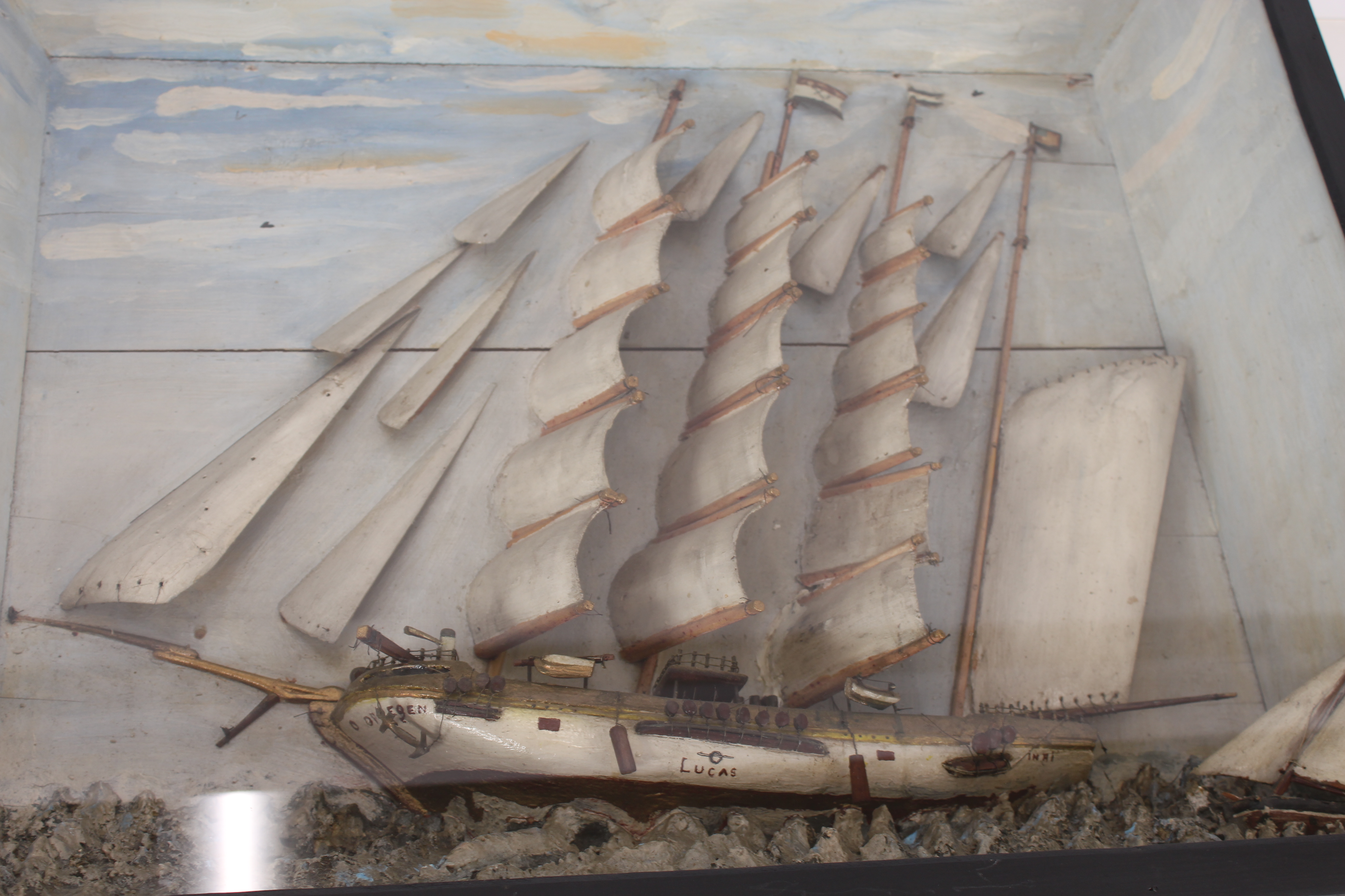 A 19th Century Folk Art ships diorama, 78cm x 66c - Bild 3 aus 3