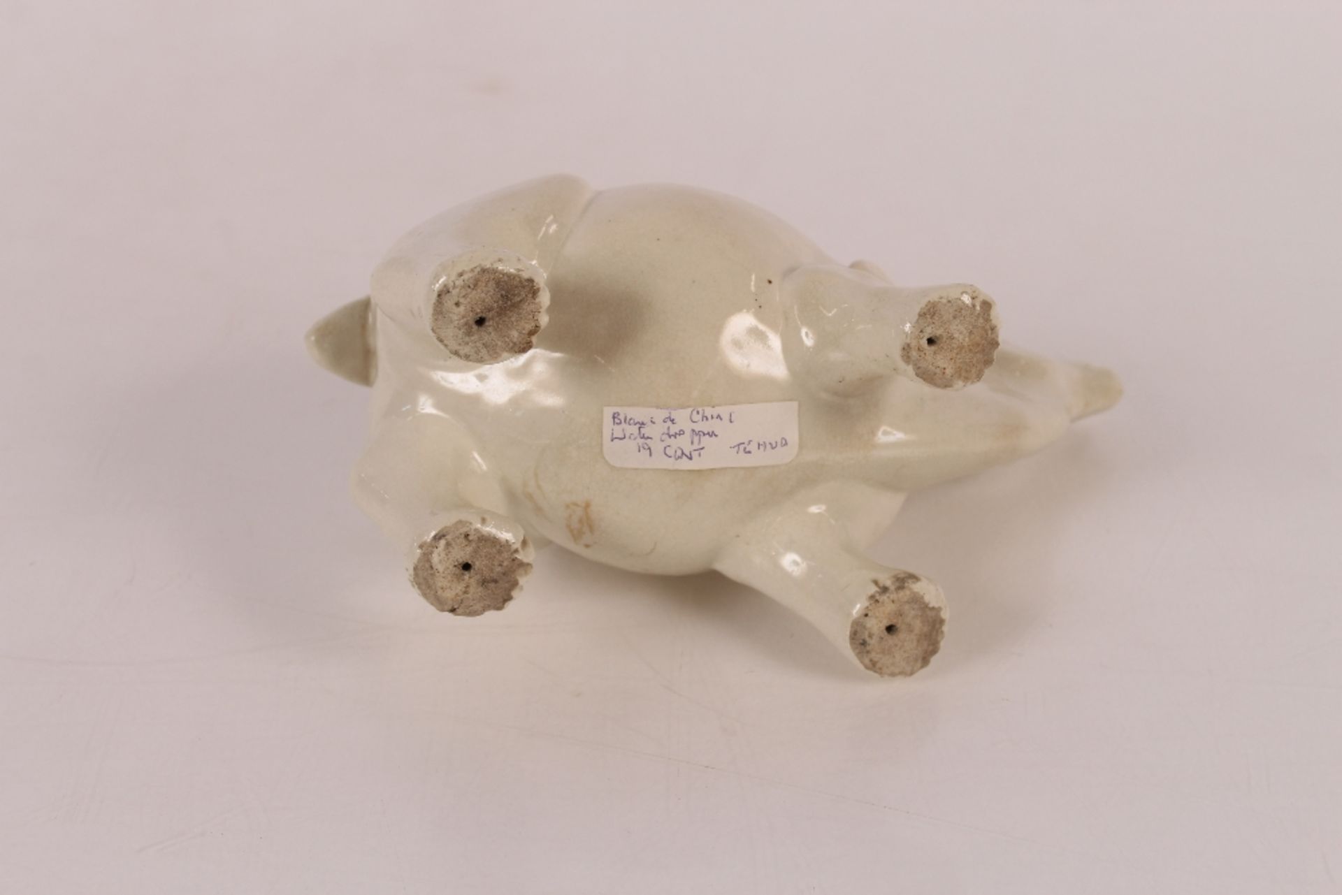 A Chinese blanc de chine water dropper in the form of a water buffalo, having domed detachable - Image 3 of 17