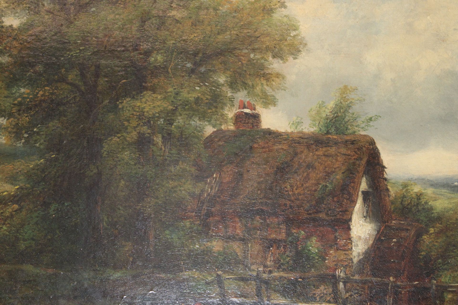 Frederick Walters Watts 1800-1862, rural study of an old mill with figures fishing, oil on canvas, - Image 6 of 20