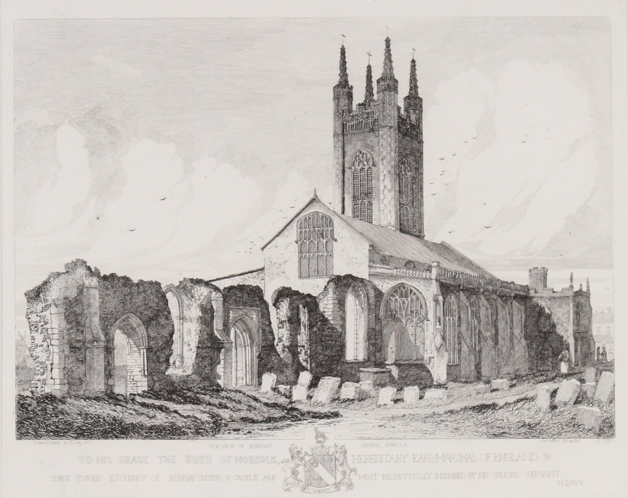 Henry Davey, three etchings depicting the North West view of St Mary's Church, Bungay, the South - Bild 5 aus 6