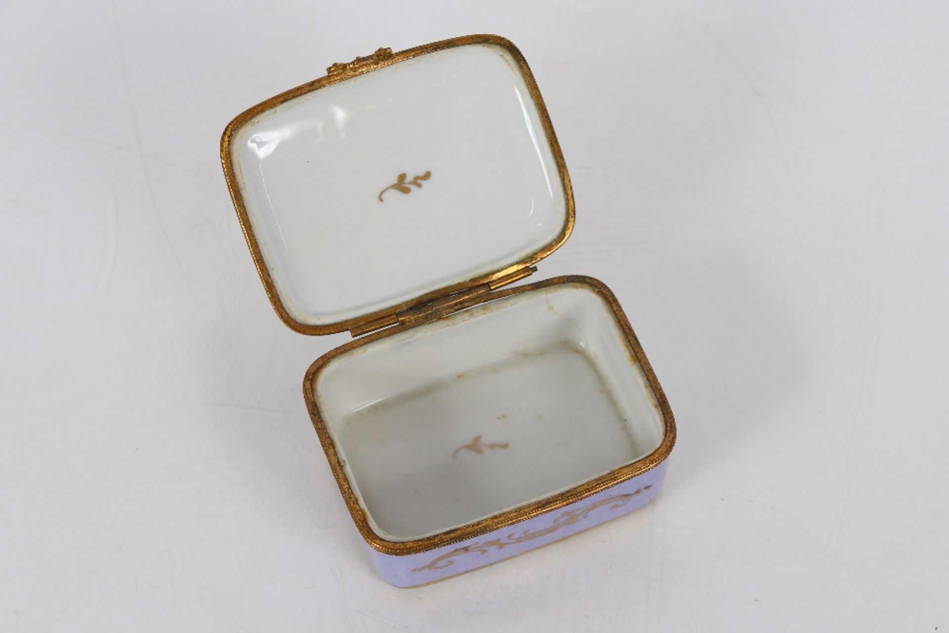 A small Limoges hinged box and cover, having floral spray decoration to the lid, no sides, - Image 4 of 5