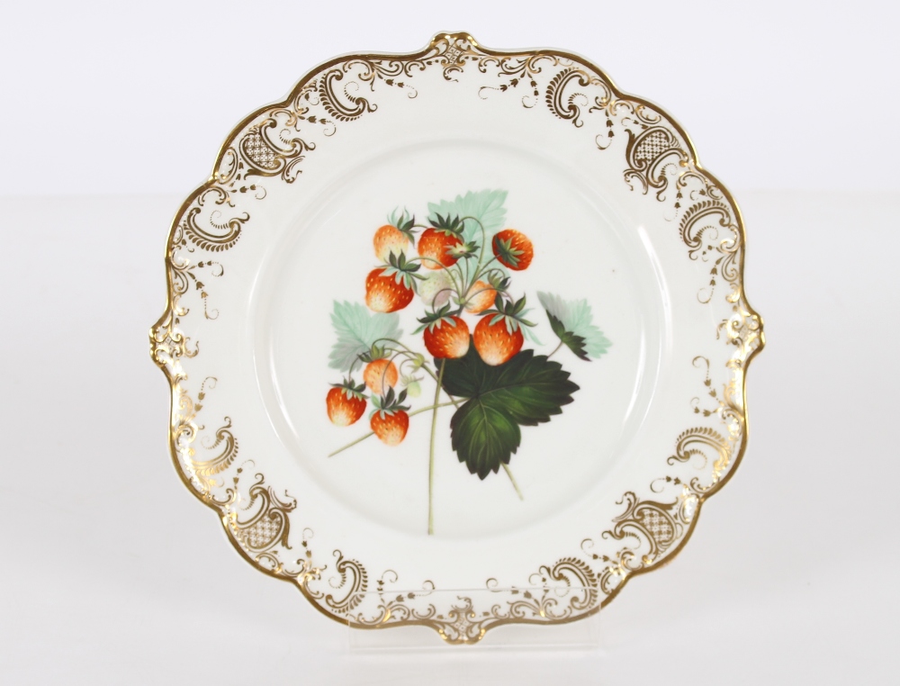A Davenport Long Port Staffordshire part dessert service, decorated various fruits within foliate - Image 3 of 25