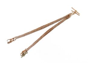 A 9ct gold watch chain, 17" (43cm long), 35gms