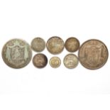 A collection of eight items of William IV silver coinage; two half crowns; a sixpence; two groats;