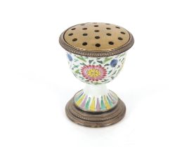 A rare and unusual 19th Century Chinese Canton incense pot, decorated with enamel decoration of