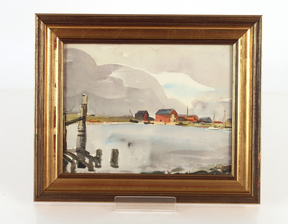 Allan Walton 1891-1948, riverside study with sailing yachts and boathouses in the far ground, 21.5cm - Bild 2 aus 2