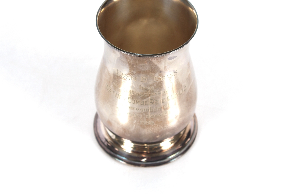 A modern silver baluster tankard, with presentation inscription, Birmingham Hallmark, 13cm high, - Image 2 of 3