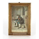 After J.L. Alberti, a set of six coloured prints depicting Italian figures 20cm x 12cm in gilt