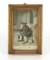 After J.L. Alberti, a set of six coloured prints depicting Italian figures 20cm x 12cm in gilt