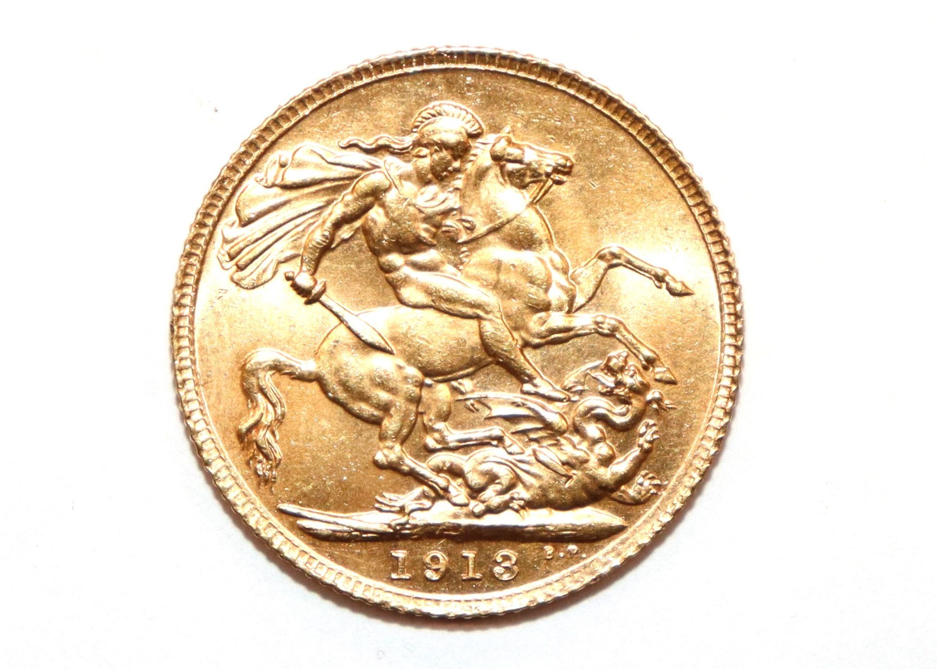 A George V gold Sovereign, 1913