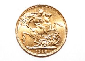 A George V gold Sovereign, 1913