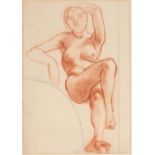20th Century school, portrait study of a reclining nude woman, unsigned