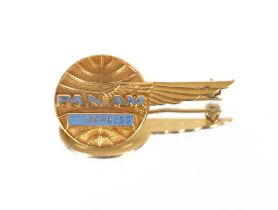 A rare and unusual 1960's / 70's Pan-Am Stewardess pin brooch, marked 10K, 7.8gms