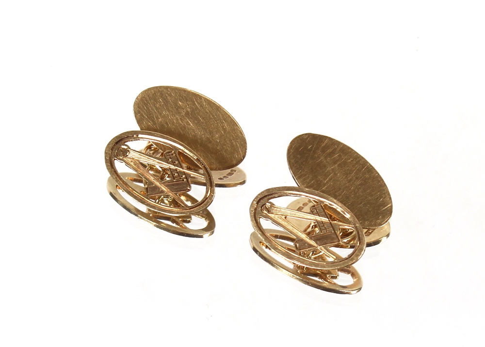 A pair of 9ct gold Masonic cuff-links, 5.5gms