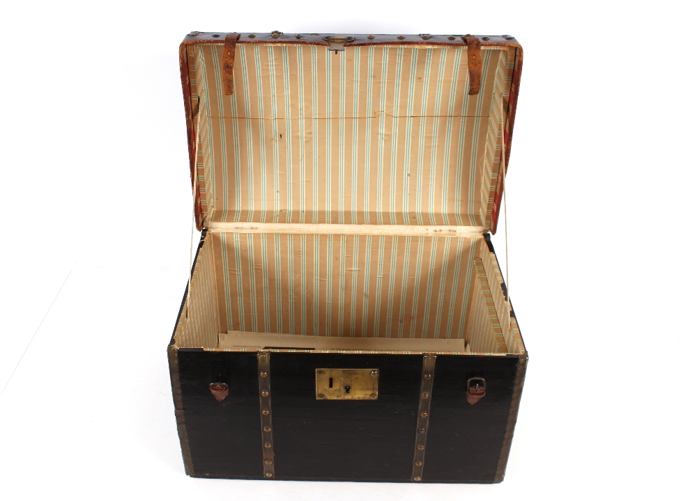 A domed leather and brass mounted travelling trunk, 46.5cm long - Image 2 of 2