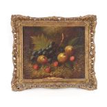 G. Hemmingway, still life studies a pair, depicting fruit in a hedgerow, signed oils on canvas, 24.