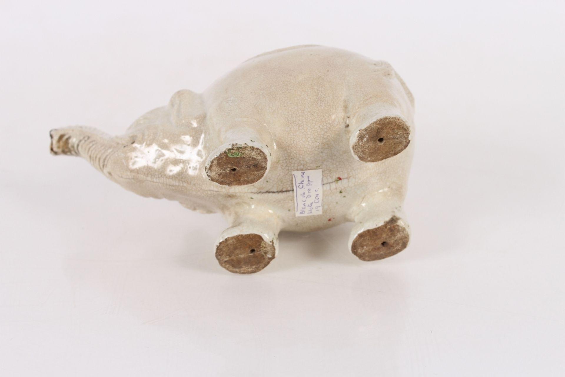 A Chinese blanc de chine water dropper in the form of an elephant, having moulded decoration to - Image 2 of 21