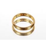 A 22ct gold wedding band, ring size J, 2.8gms