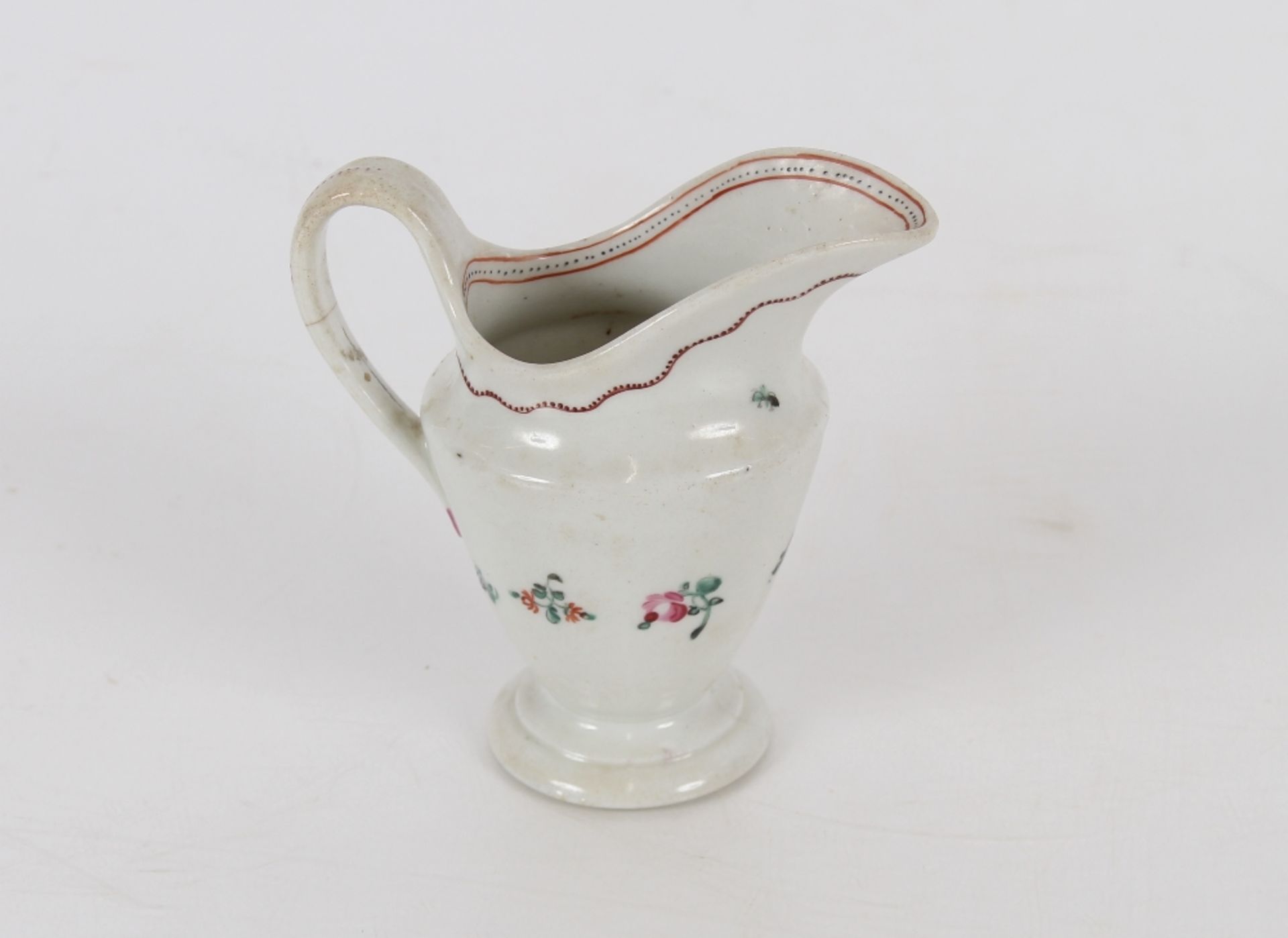 A Newhall porcelain cream jug, decorated basket of flowers with sprays, 11.5cm high - Image 2 of 4