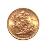 A Victorian gold half Sovereign 1895