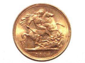 A Victorian gold half Sovereign 1895