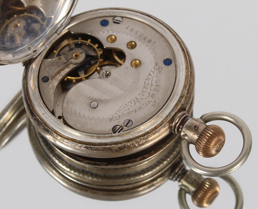 An American Standard Watch Co. of New York silver top wound pocket watch - Image 5 of 5