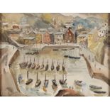 Allan Walton 1891-1948, study of a fishing harbour, watercolour 21.5cm x 27.5cm